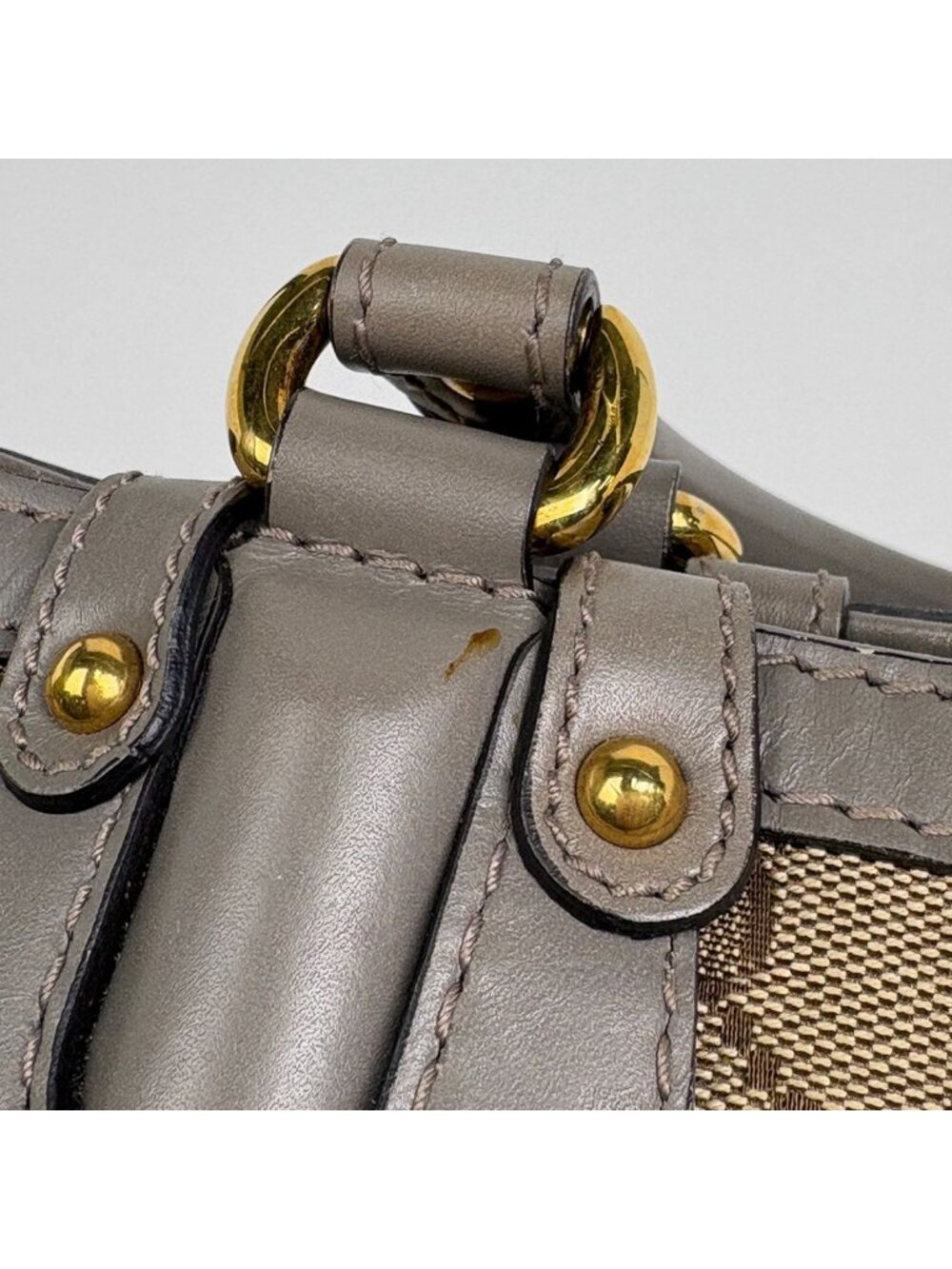 Gucci GG Pattern Tote Interlocking Studs Canvas Beige Gray - Picture 5 of 13